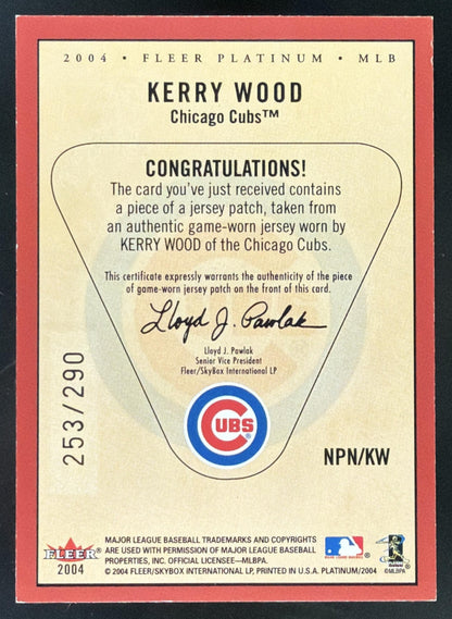 2004 Fleer Platinum Nameplates Kerry Wood Patch /290