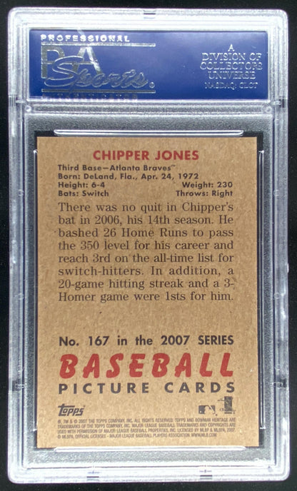 2007 Bowman Heritage Chipper Jones #167 graded PSA 10 trading card