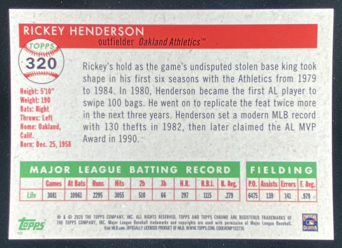 2025 Topps Chrome Platinum Anniversary Rickey Henderson #320 trading card