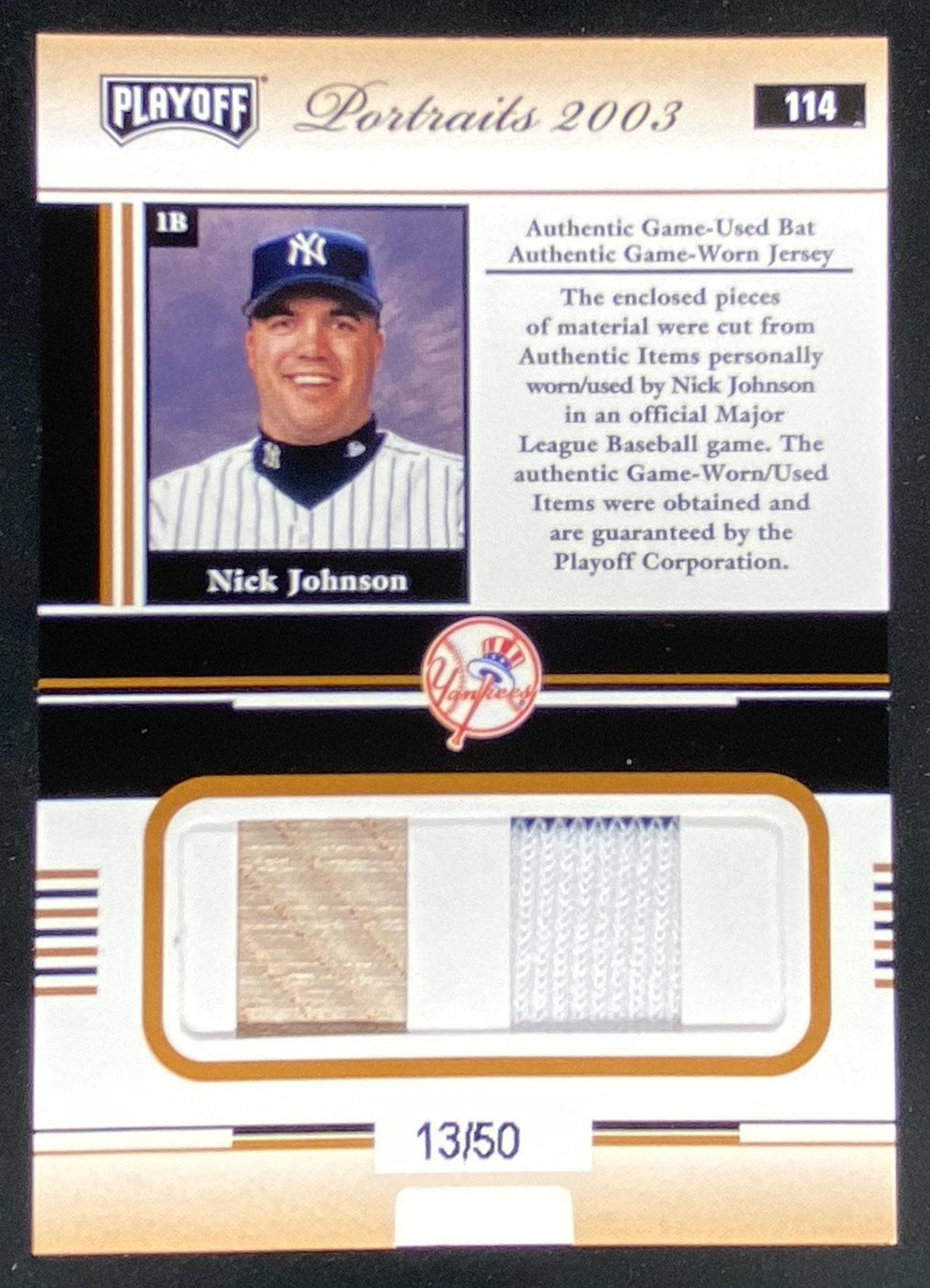 2003 Playoff Portraits Nick Johnson #114 trading card