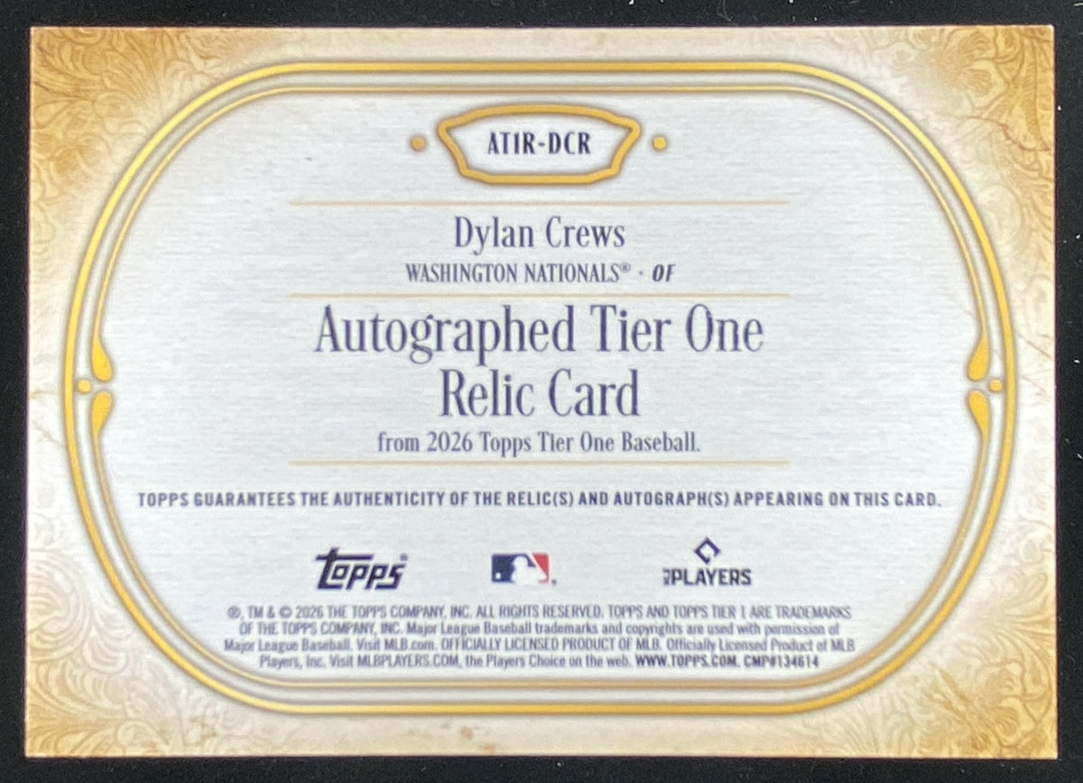 2026 Topps Tier One Dylan Crews #ATIR-DCR trading card
