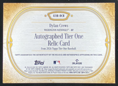2026 Topps Tier One Dylan Crews #ATIR-DCR trading card