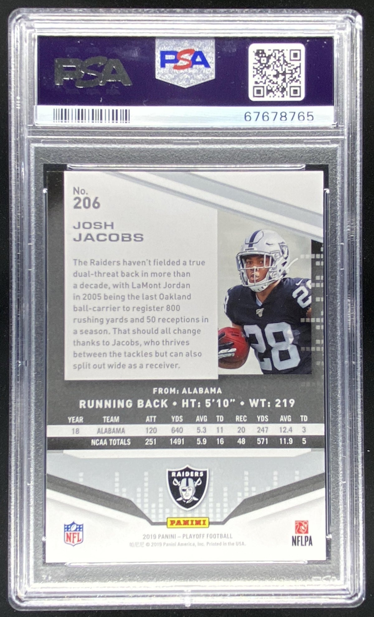 2019 Panini Playoff Josh Jacobs #206 trading card
