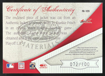 2004 Leaf Certified Materials Fabric of the Game Frankie Frisch Jersey /100