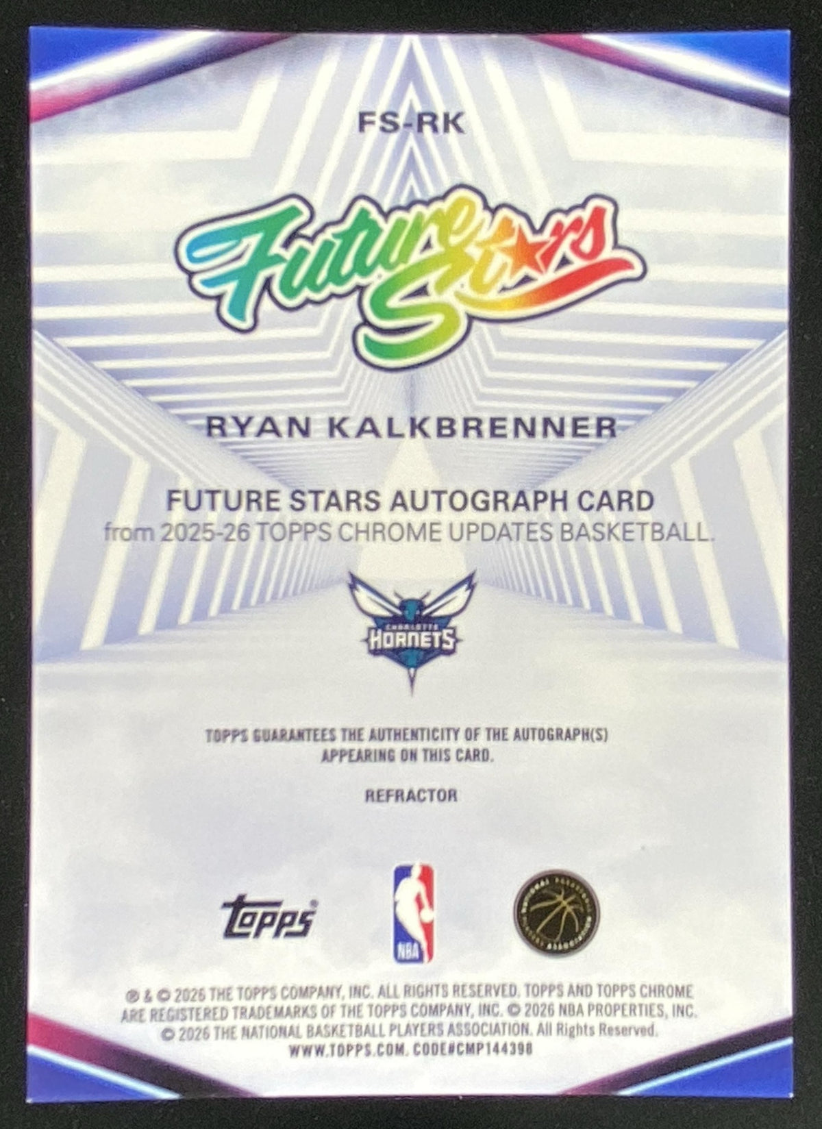 2025 Topps Chrome Update Ryan Kalkbrenner trading card
