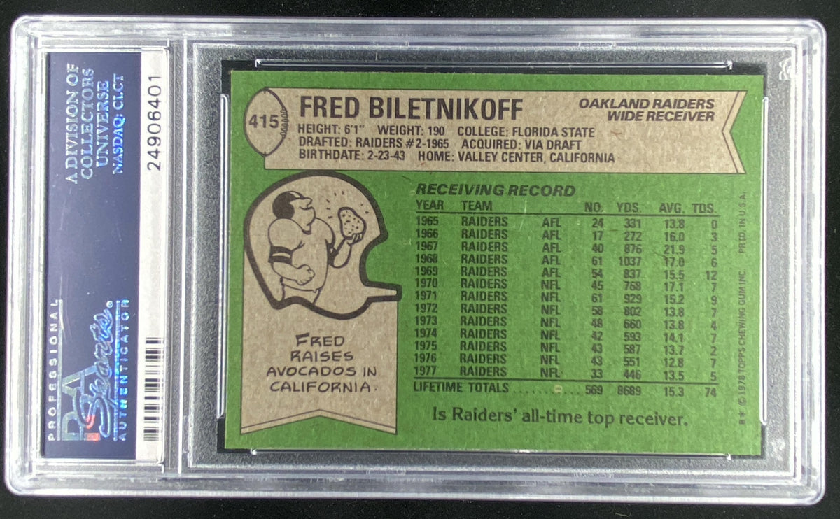 1978 Topps Fred Biletnikoff #415 graded PSA 9 trading card