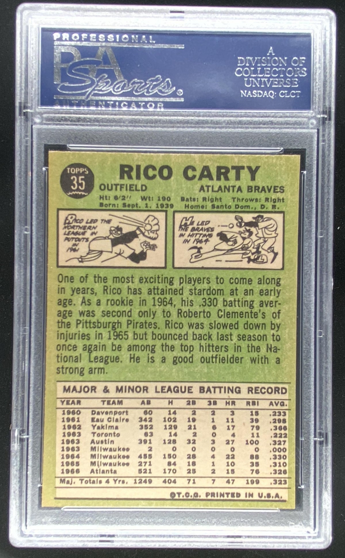 1967 Topps Rico Carty #35 graded PSA 9 trading card