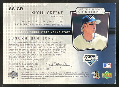 2004 SPx Khalil Greene Jersey Auto /999
