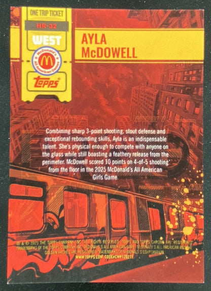 2025 Topps Chrome McDonald's All-American Ayla McDowell #HR-32 trading card