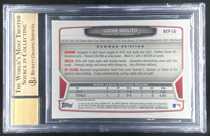 2013 Bowman Chrome Lucas Giolito #LG graded BGS 9.5 Auto 10 trading card