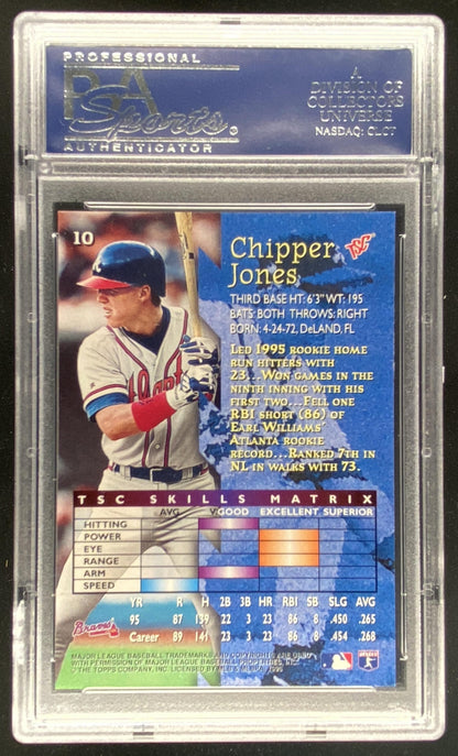 1996 Topps Stadium Club Chipper Jones #10 graded PSA 10 trading card