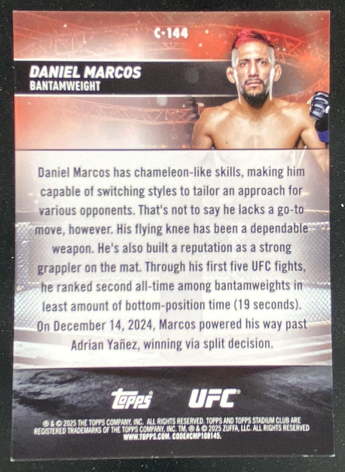 2025 Topps UFC Stadium Club Daniel Marcos trading card