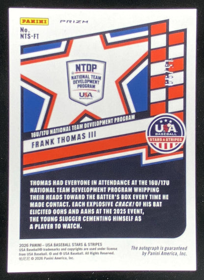 2026 Panini Stars and Stripes Frank Thomas III #NTS-FT trading card