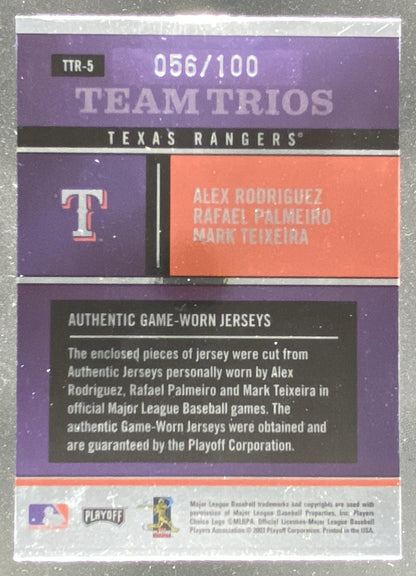 2004 Upper Deck Vintage Alex Rodriguez / Rafael Palmeiro / Mark Teixeira #TTR-5 trading card