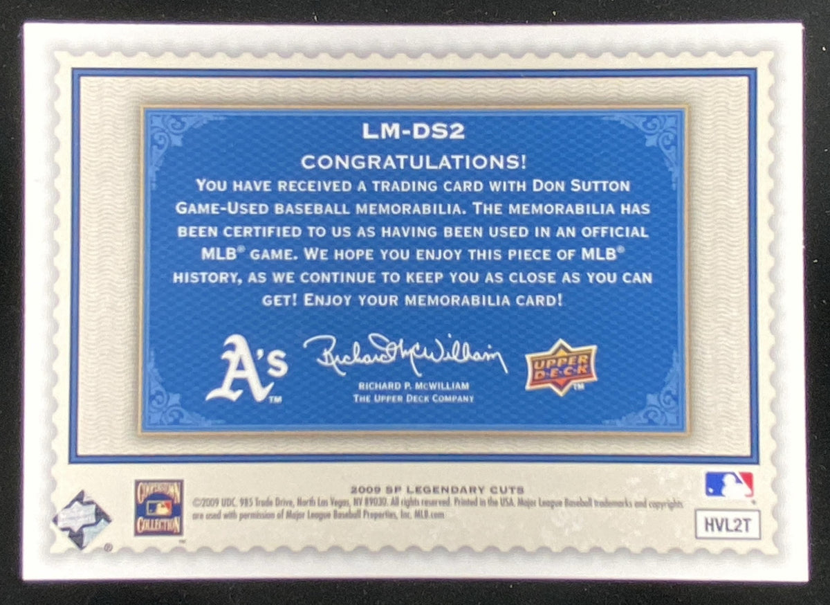 2009 SP Legendary Cuts Don Sutton #LM-DS2 trading card