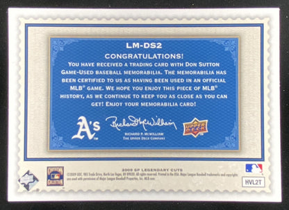 2009 SP Legendary Cuts Don Sutton #LM-DS2 trading card
