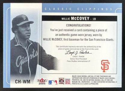 2005 Fleer Classic Clippings Cut of History Willie McCovey Jersey