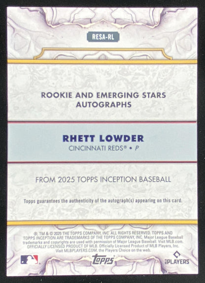 2025 Topps Inception Rhett Lowder #RESA-RL trading card