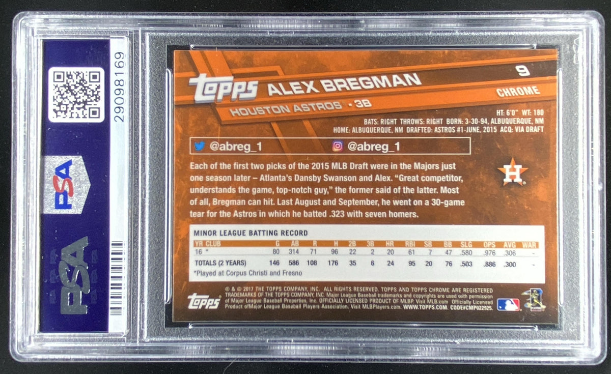2017 Topps Chrome Alex Bregman #9 graded PSA 10 trading card