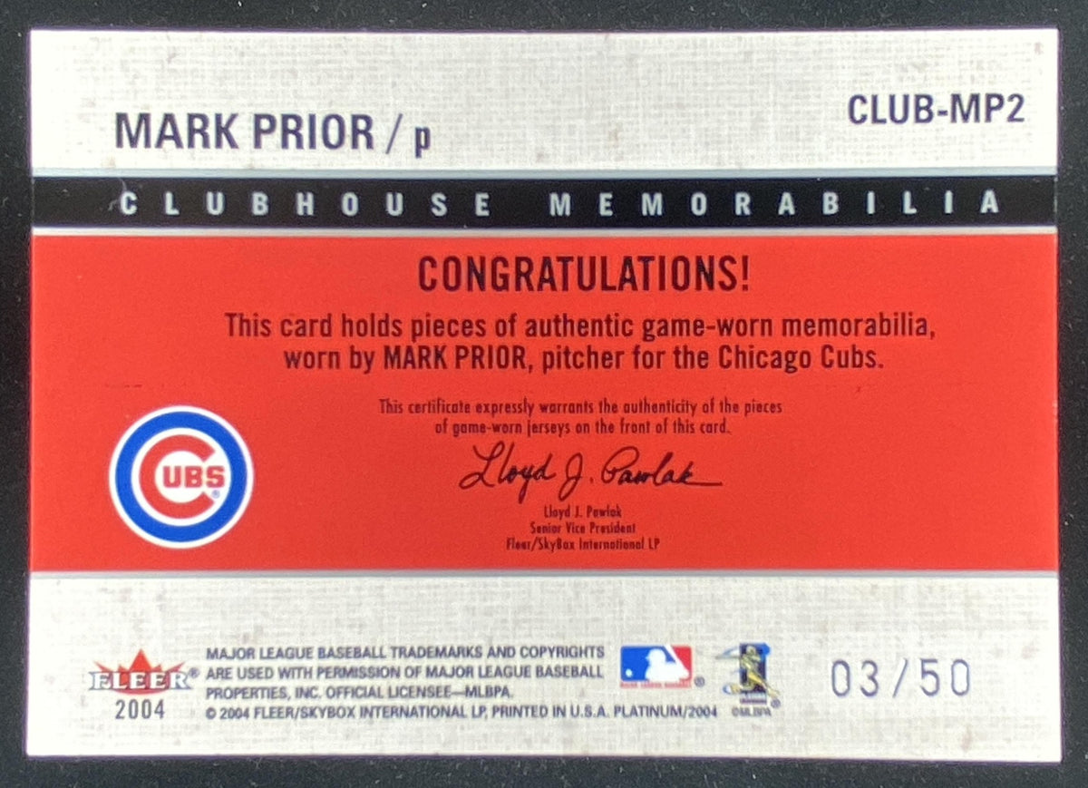 2004 Fleer Platinum Mark Prior trading card