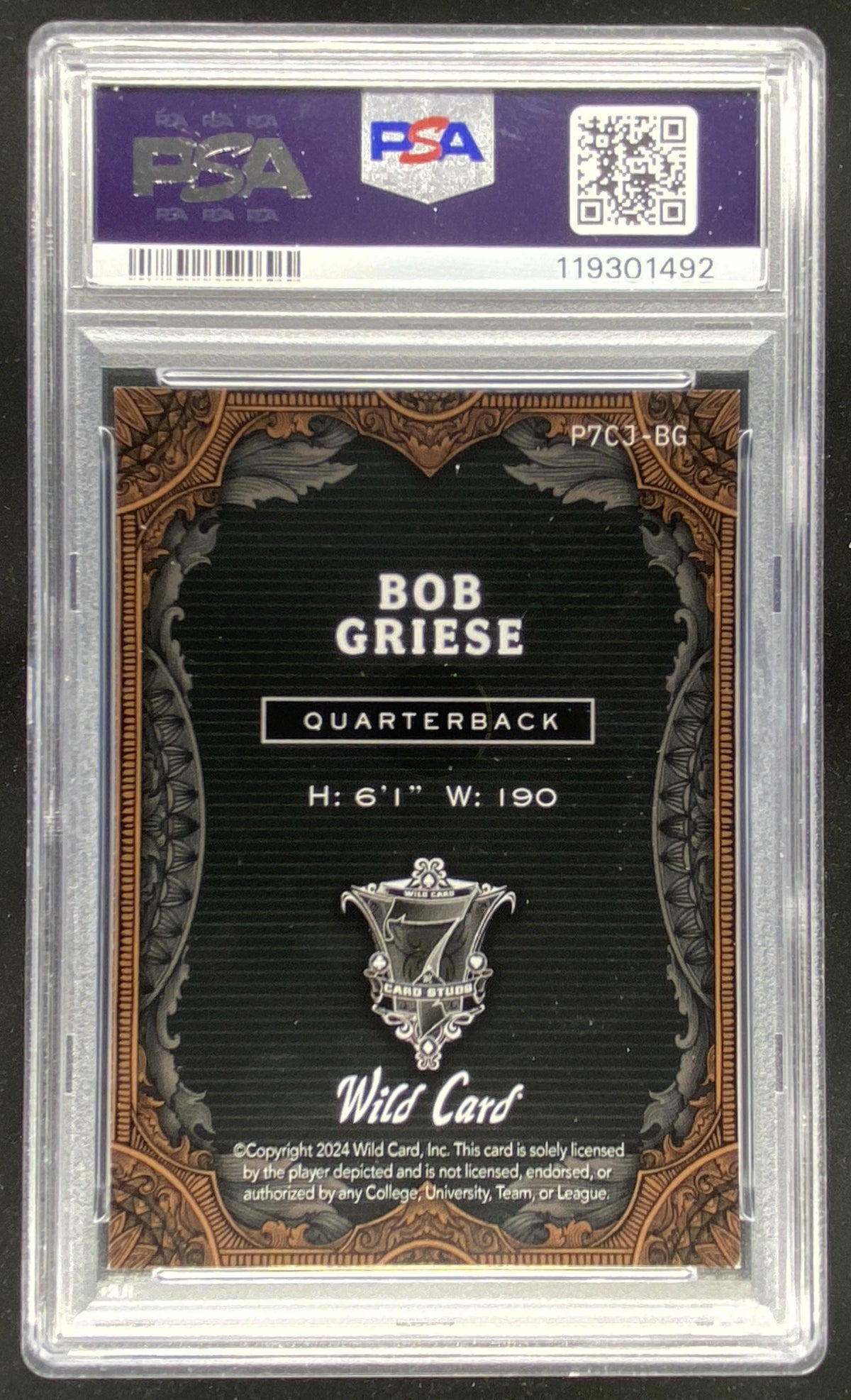 2024 Wild Card 7 Studs Bob Griese graded PSA 10 trading card