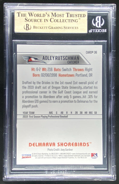 2019 Choice Delmarva Shorebirds Update Adley Rutschman #36 graded BGS 9.5 trading card