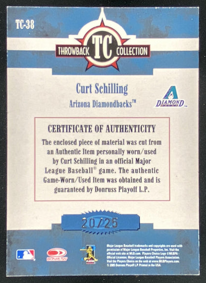 2005 Donruss Throwback Threads Curt Schilling trading card