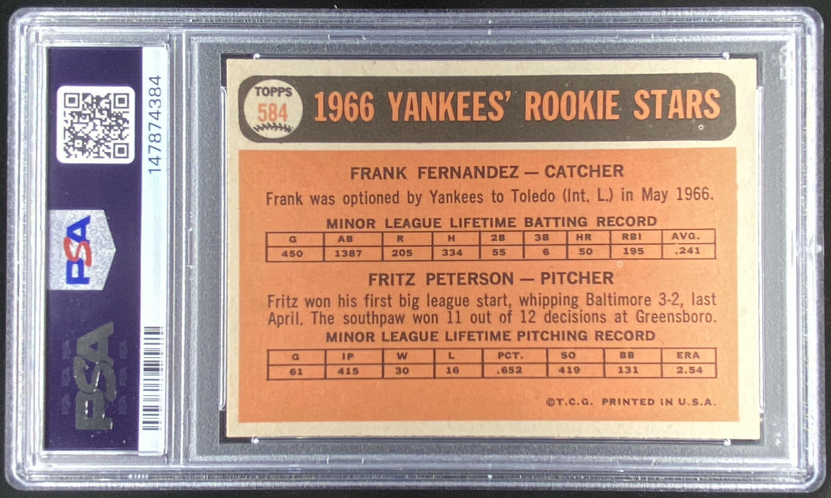 1966 Topps Frank Fernandez / Fritz Peterson #584 graded PSA 6 trading card