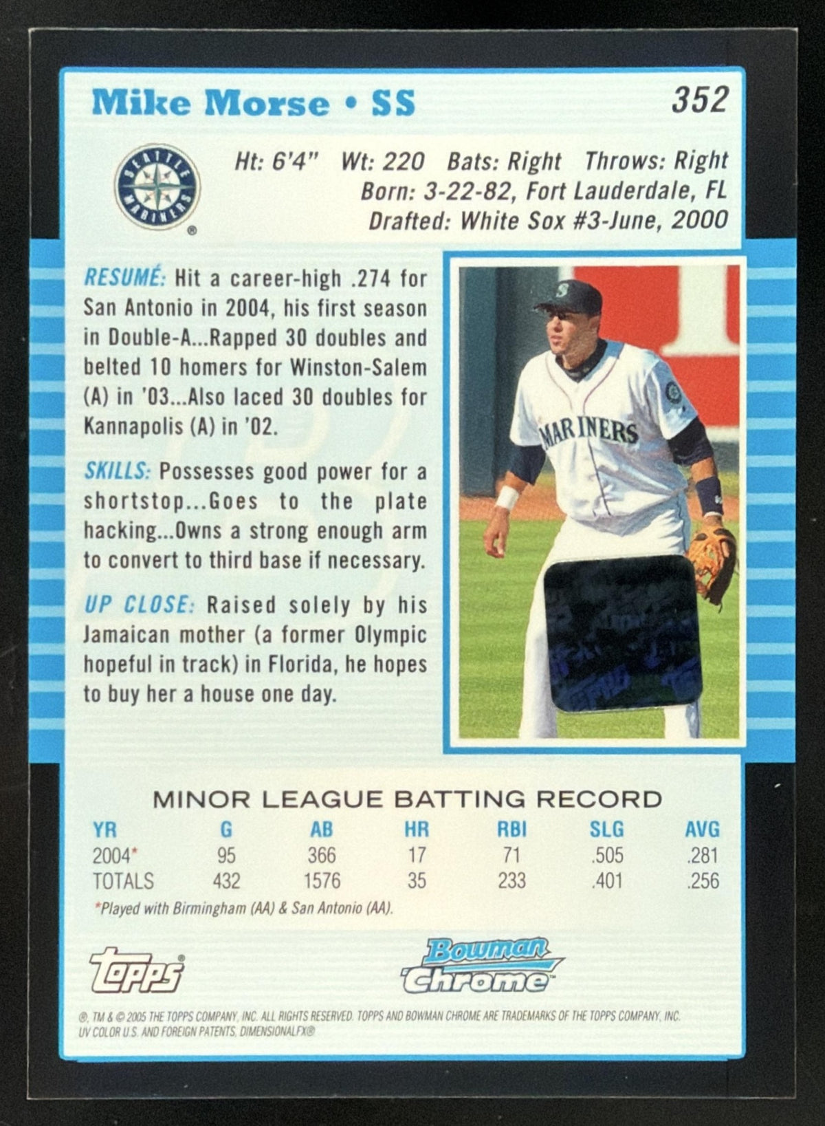 2005 Bowman Chrome Mike Morse Auto