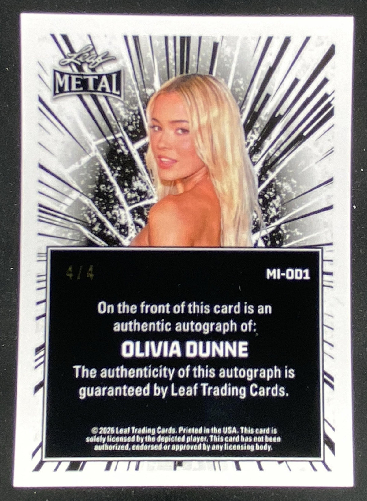 2026 Leaf Women of Sport Metal Olivia Dunne trading card