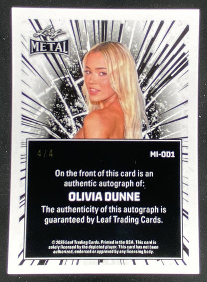 2026 Leaf Women of Sport Metal Olivia Dunne trading card