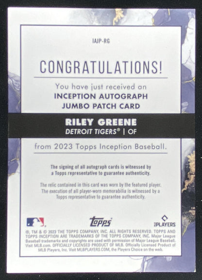 2023 Topps Inception Riley Greene #IAJP-RG trading card