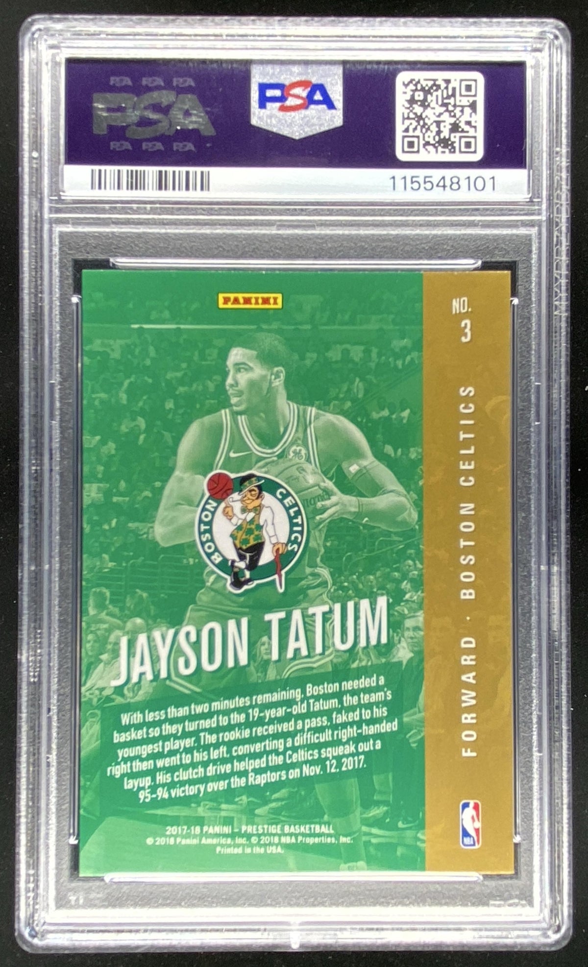 2017 Panini Prestige Jayson Tatum #3 trading card