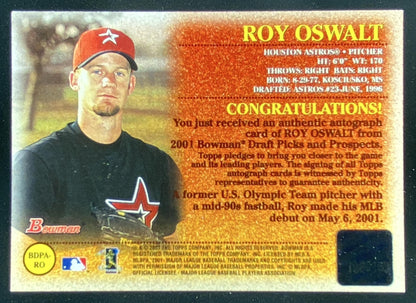 2001 Bowman Draft Picks & Prospects Roy Oswalt #BDPA-RO trading card