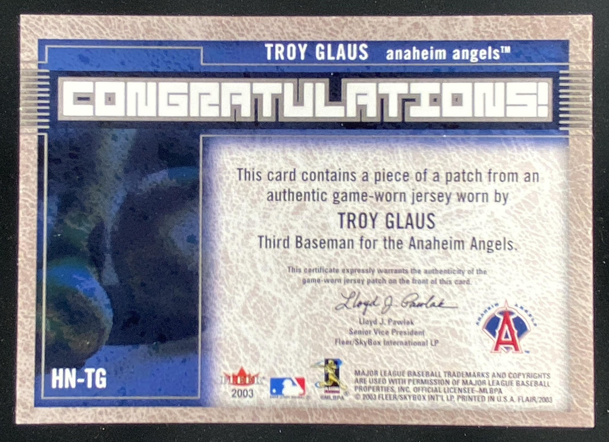 2003 Fleer Flair Troy Glaus #HN-TG trading card