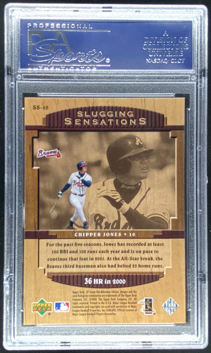 2001 SP Game Bat Milestone Chipper Jones #SS-10 graded PSA 10 trading card