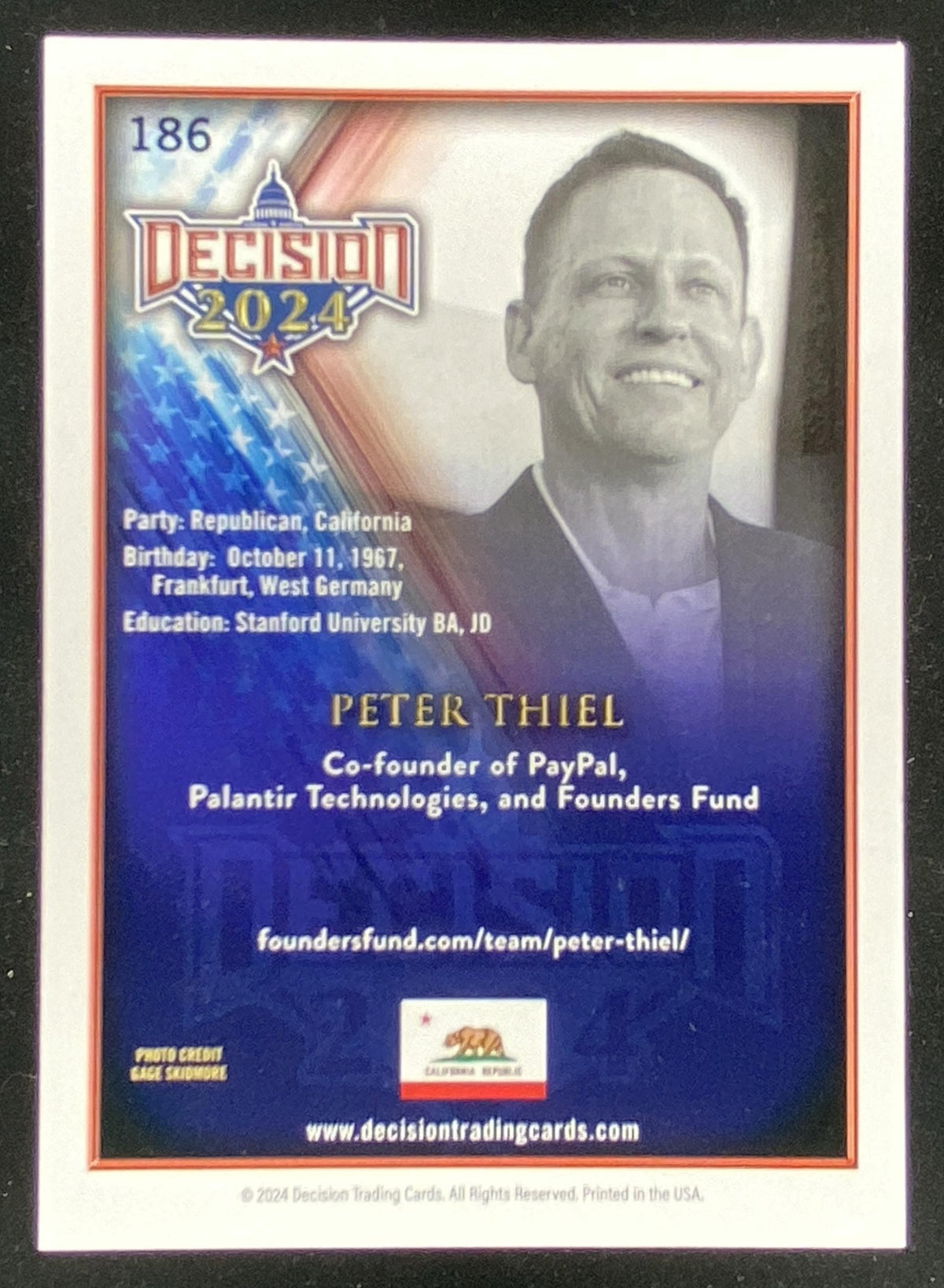 2024 Decision Peter Thiel trading card