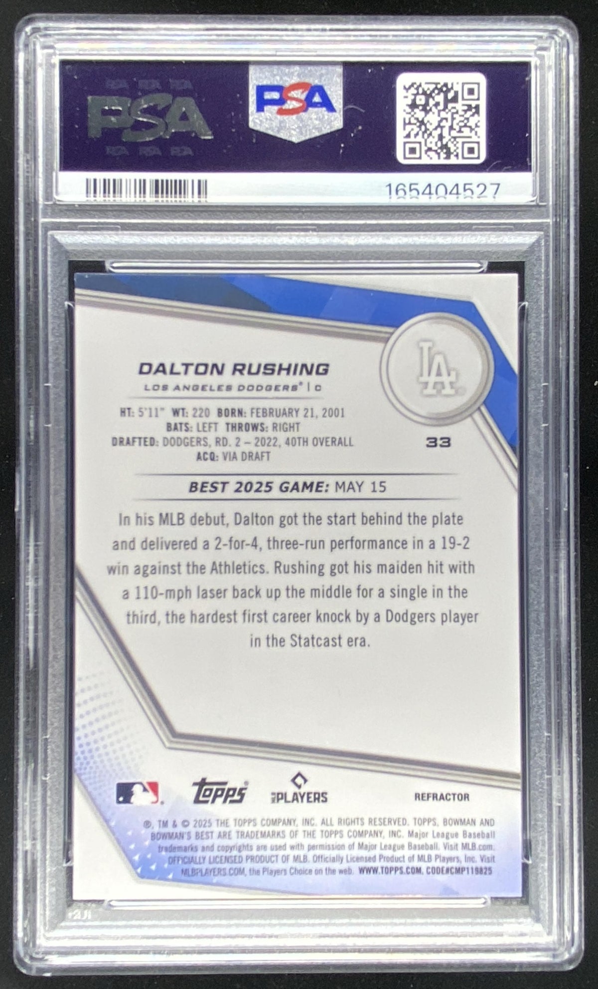 2025 Bowman's Best Dalton Rushing #33 trading card