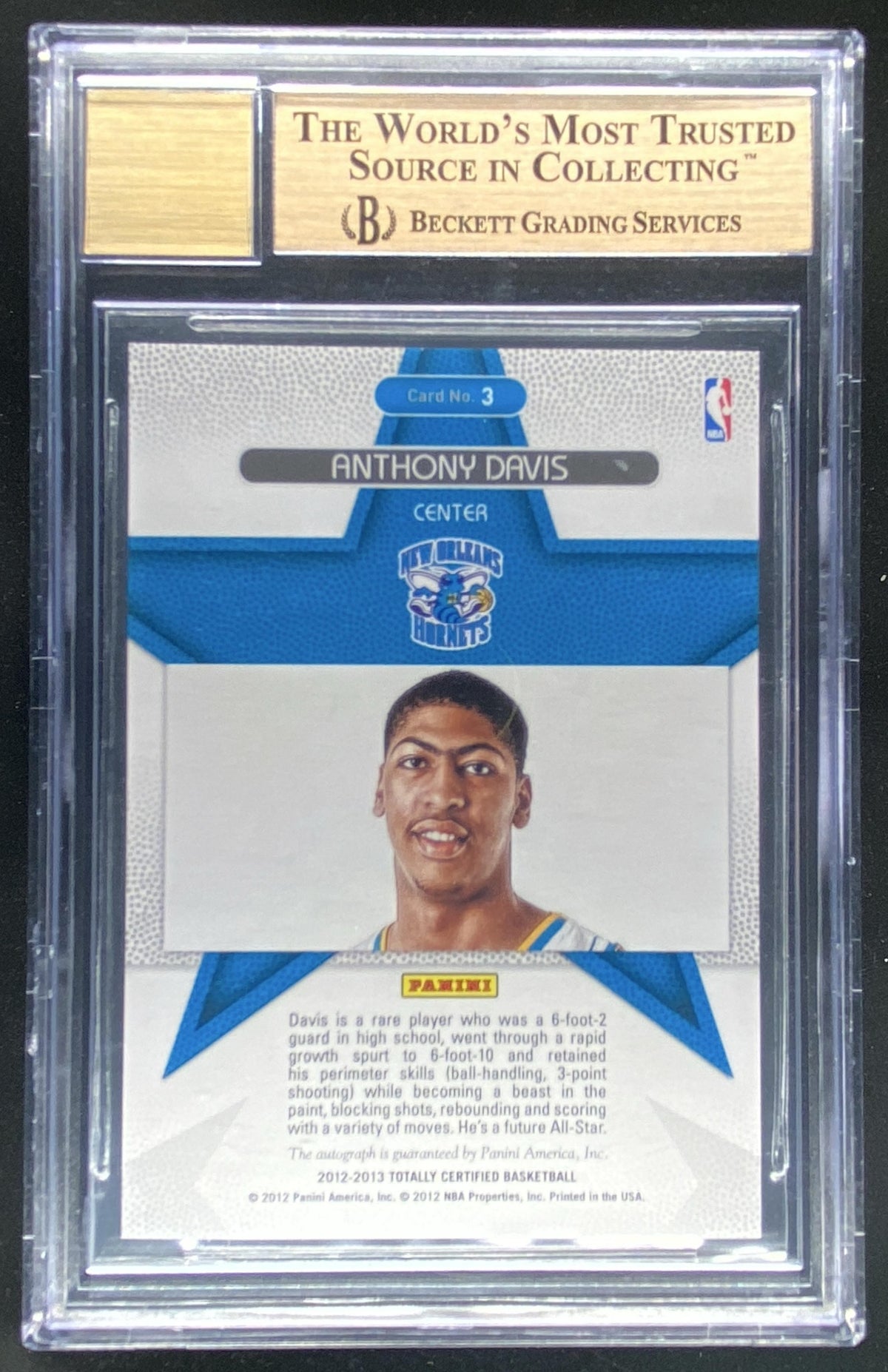 2012 Panini Totally Certified Anthony Davis graded BGS 9.5 Auto 10 trading card