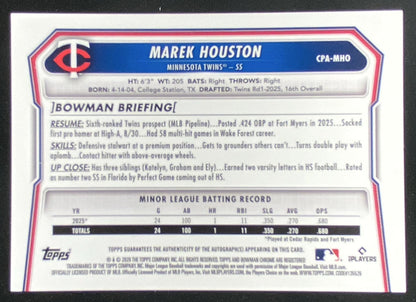 2026 Bowman Marek Houston trading card