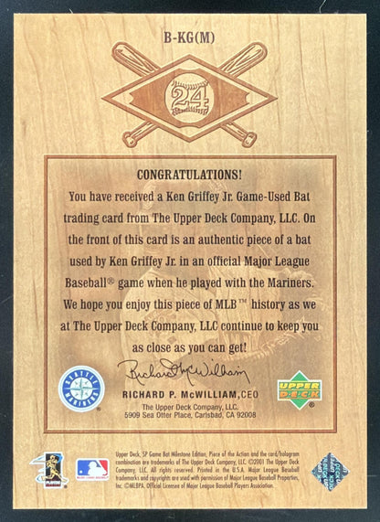 2001 SP Game Bat Milestone Piece of the Action Ken Griffey Jr. Bat