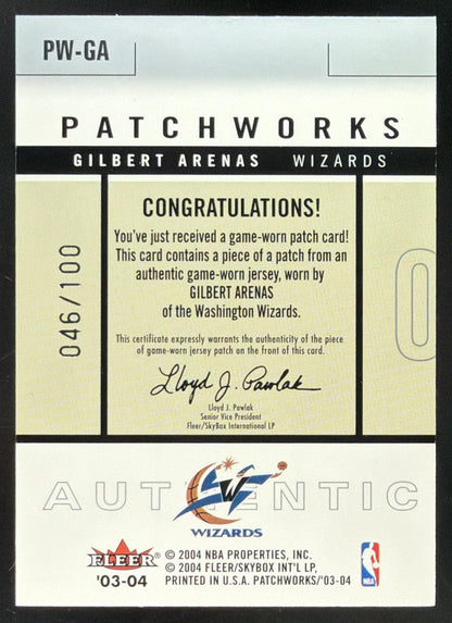 2003-04 Fleer Patchworks Gilbert Arenas Dual Color Patch /100