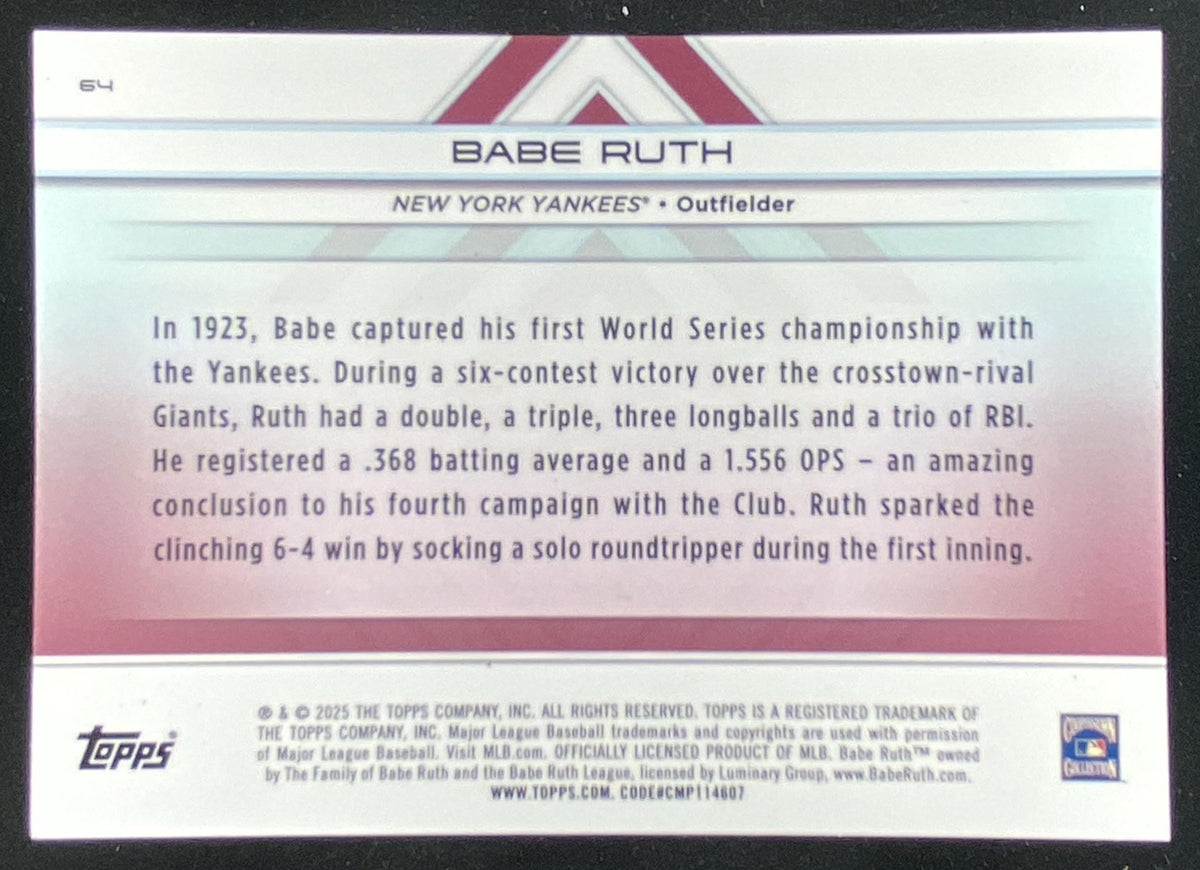 2025 Topps Transcendent Collection Babe Ruth trading card