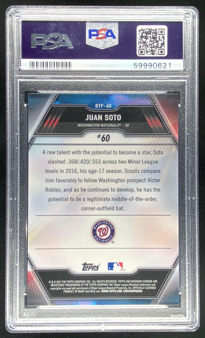 2017 Bowman Scouts Top 100 Juan Soto #BTP-60 graded PSA 10 trading card
