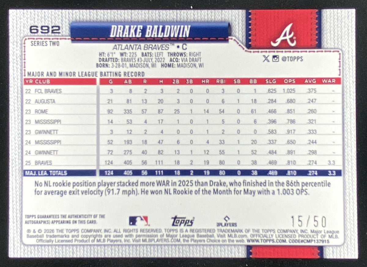 2026 Topps Series 2 Drake Baldwin #692 trading card