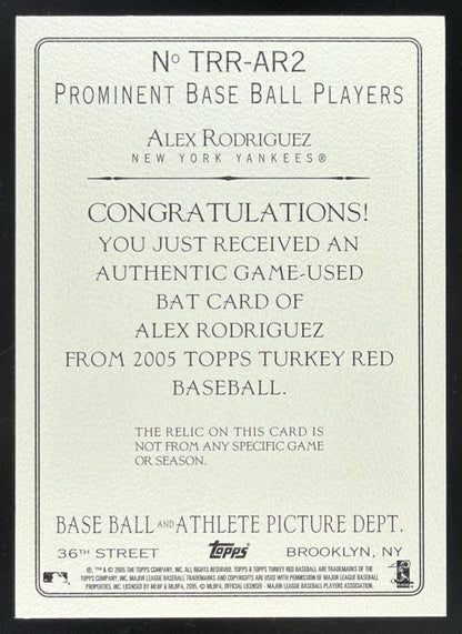 2005 Topps Turkey Red Alex Rodriguez Bat