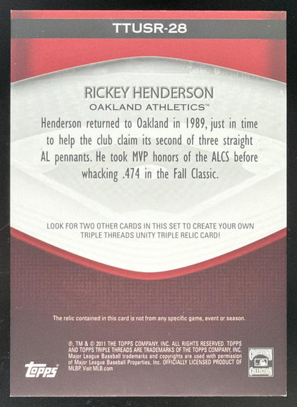 2011 Topps Triple Threads Rickey Henderson Jersey /36