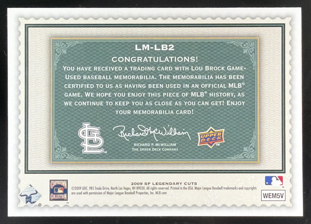 2009 SP Legendary Cuts Lou Brock Jersey /125