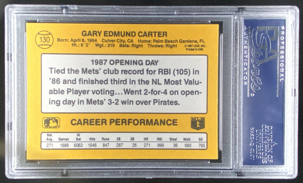 1987 Donruss Opening Day Gary Carter graded PSA 10 trading card