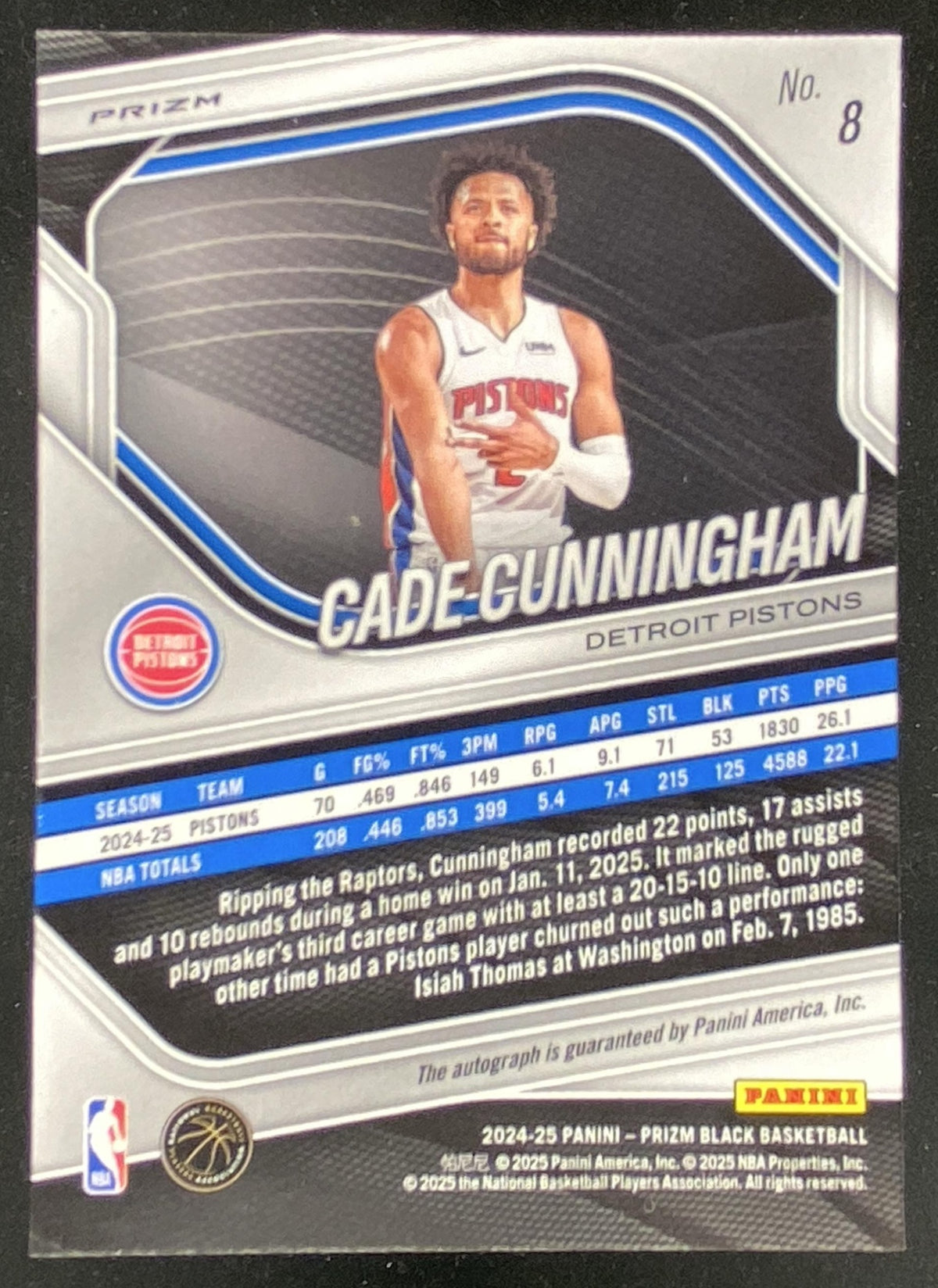 2024 Panini Prizm Cade Cunningham #8 trading card